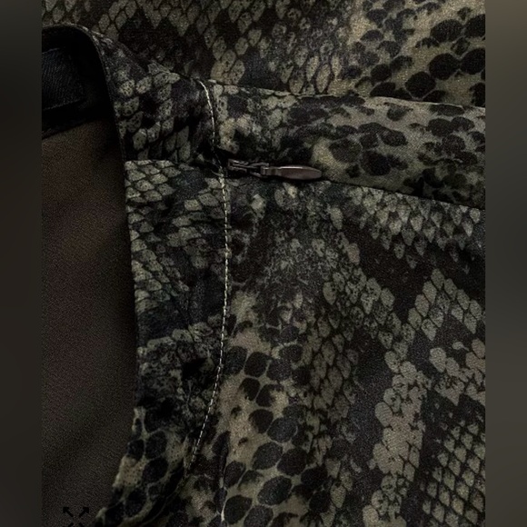 MANGO Snakeskin Print Open Back Organza Midi Dress - Picture 4 of 5